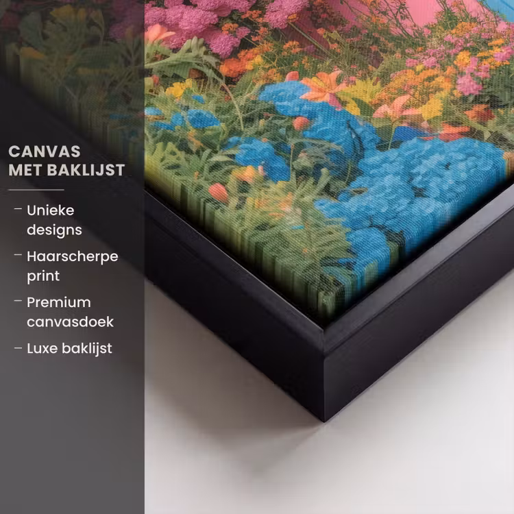 Canvas met lijst - Bloemen - Deur - Roze — 5