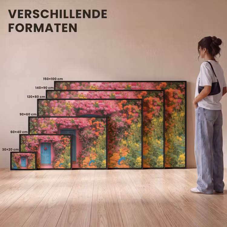 Canvas met lijst - Bloemen - Deur - Roze — 7
