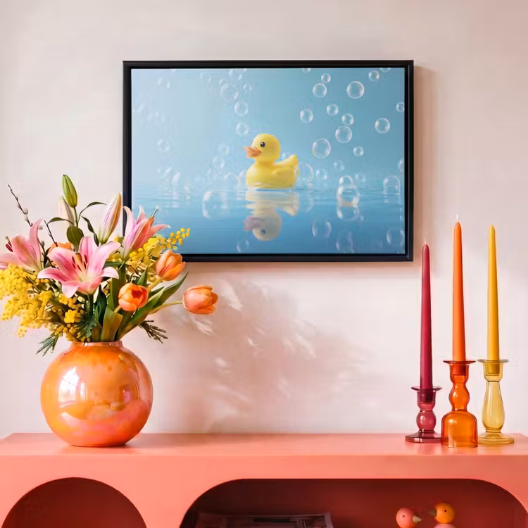 Canvas met lijst - Bubbels - Badeend - Geel — 4