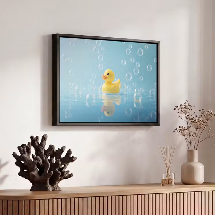 Canvas met lijst - Bubbels - Badeend - Geel — 6