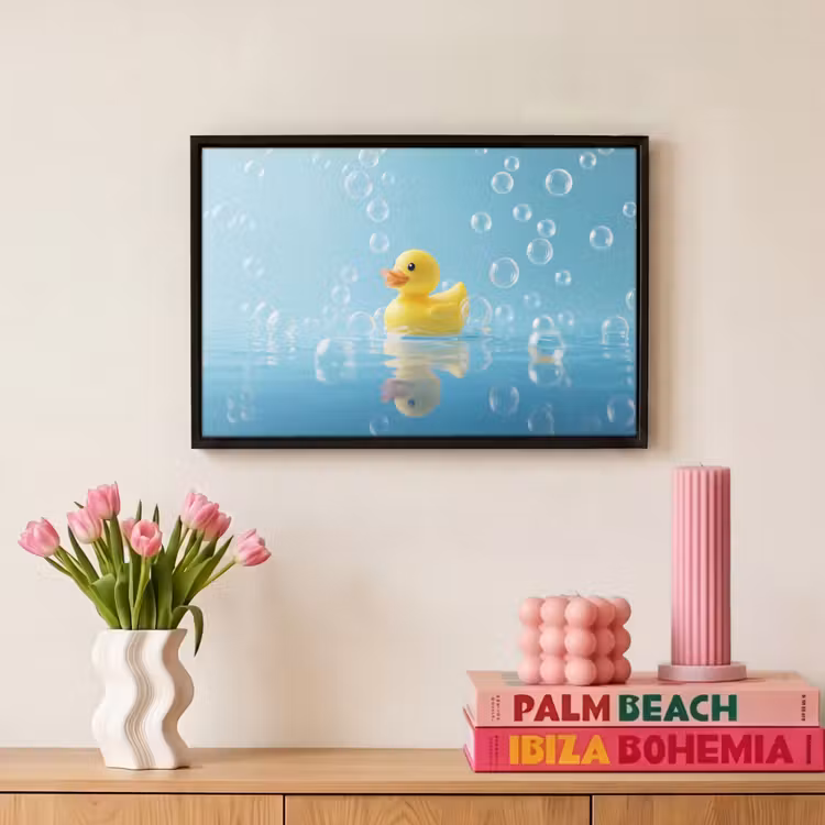 Canvas met lijst - Bubbels - Badeend - Geel — 8