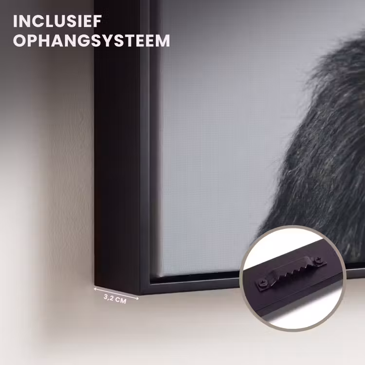 Canvas met lijst - Chimpansee - Badeend - Grijs — 3