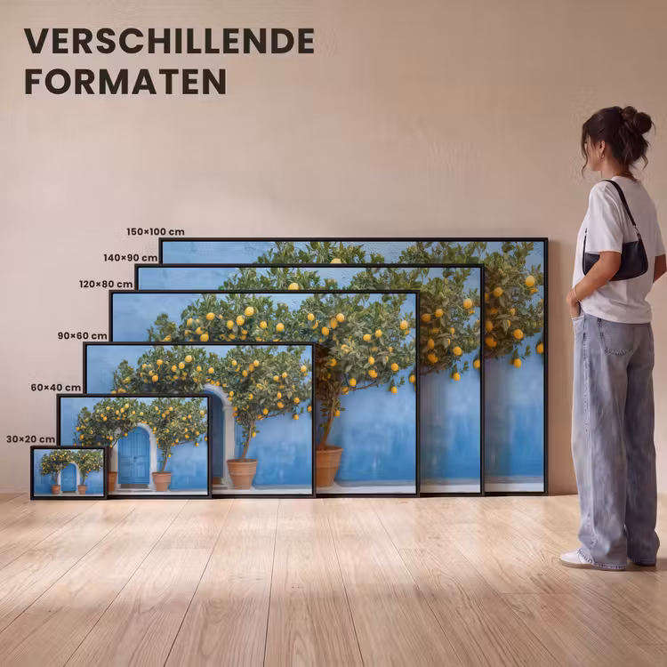 Canvas met lijst - Citroenbomen - Geel - Deur - Potten — 7