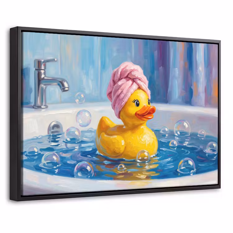 Canvas met lijst - Creatief - Badeend - Kleurrijk — 1