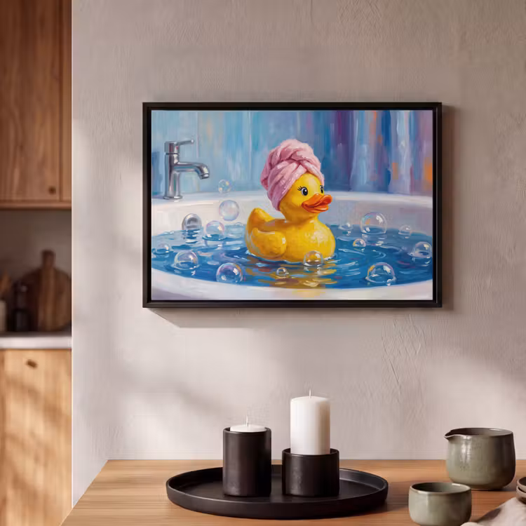 Canvas met lijst - Creatief - Badeend - Kleurrijk — 2