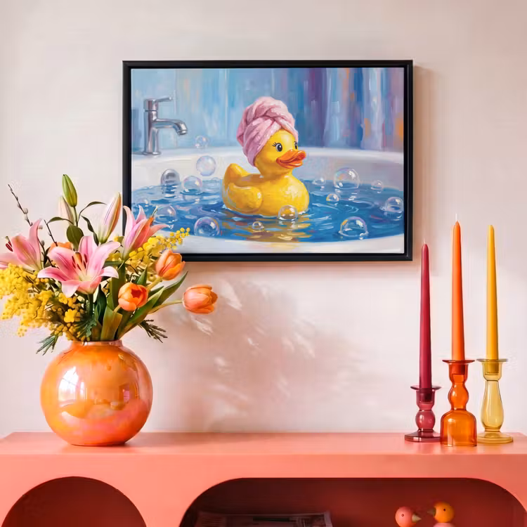 Canvas met lijst - Creatief - Badeend - Kleurrijk — 4