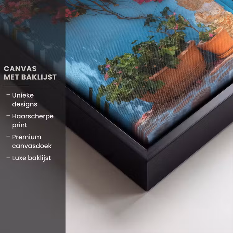 Canvas met lijst - Deur - Hout - Bloemen - Blauw — 5