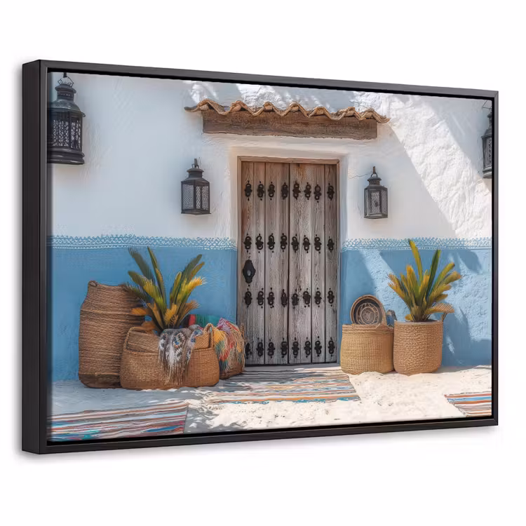 Canvas met lijst - Deur - Manden - Planten — 1