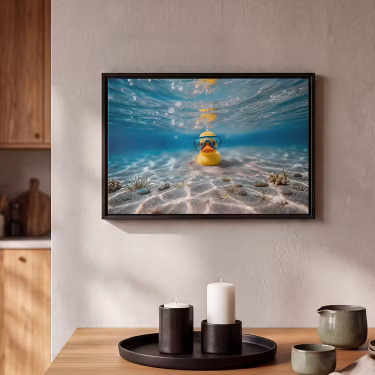 Canvas met lijst - Duikbril - Eend - Water — 2