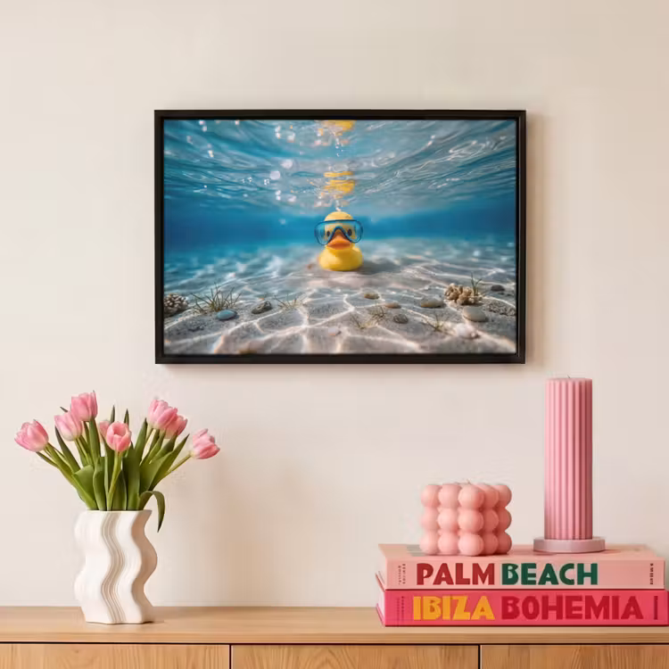 Canvas met lijst - Duikbril - Eend - Water — 8