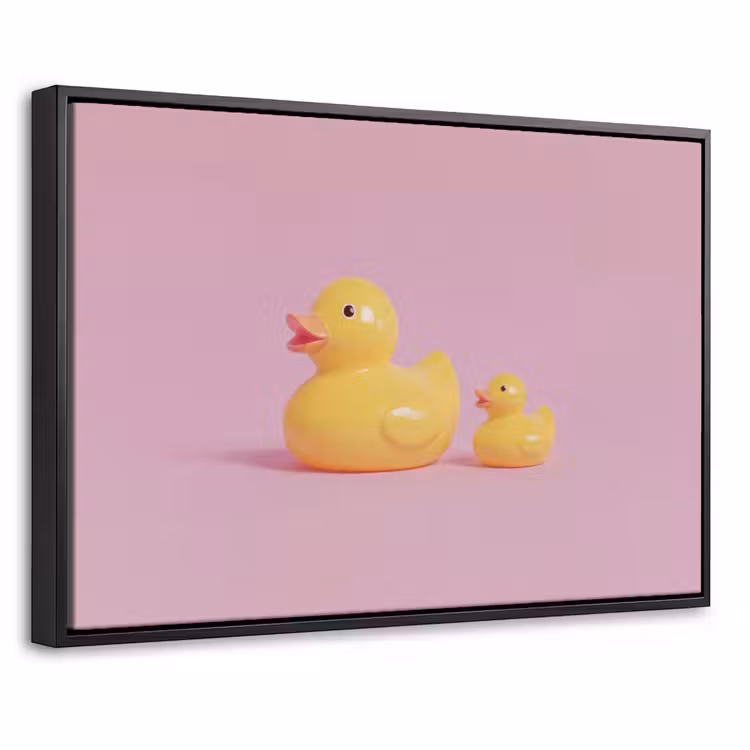Canvas met lijst - Eendjes - Vrolijk - Roze — 1