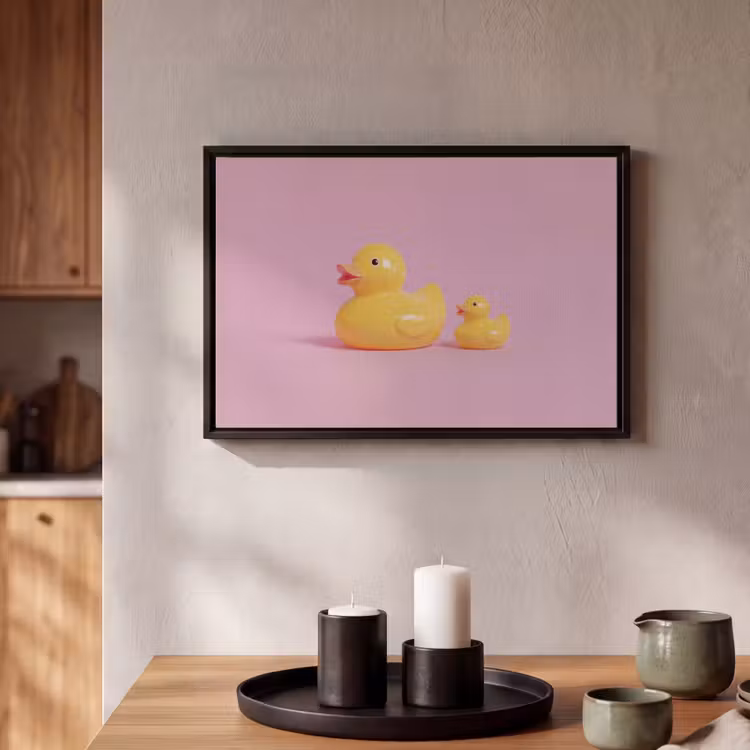 Canvas met lijst - Eendjes - Vrolijk - Roze — 2