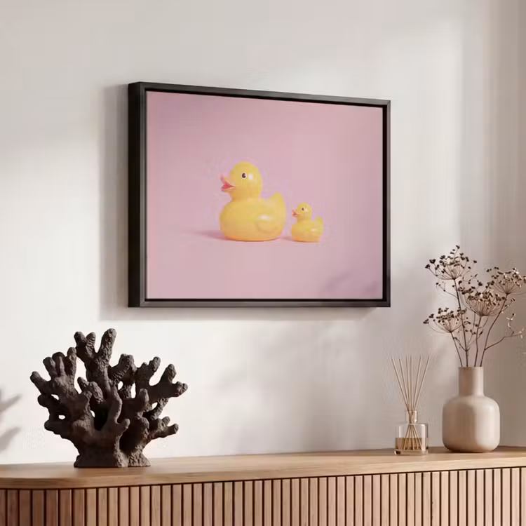 Canvas met lijst - Eendjes - Vrolijk - Roze — 6