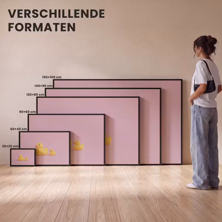 Canvas met lijst - Eendjes - Vrolijk - Roze — 7