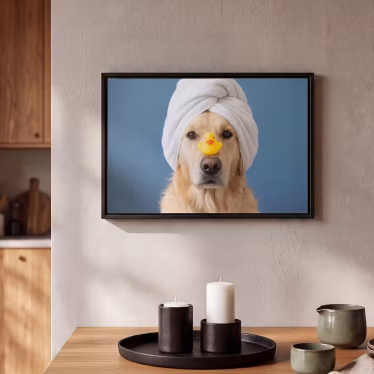 Canvas met lijst - Hond - Badeend - Geel — 2
