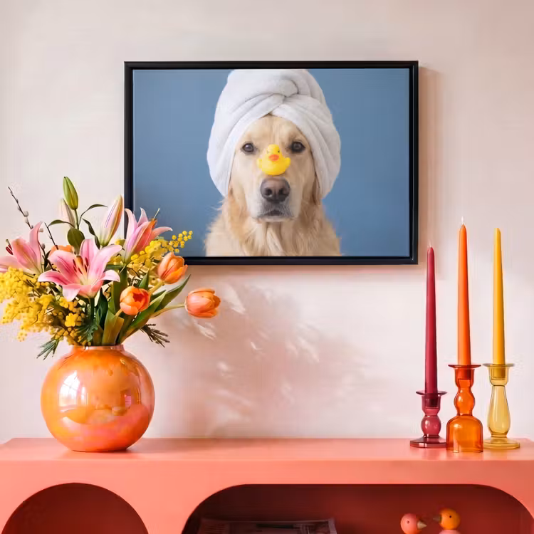 Canvas met lijst - Hond - Badeend - Geel — 4