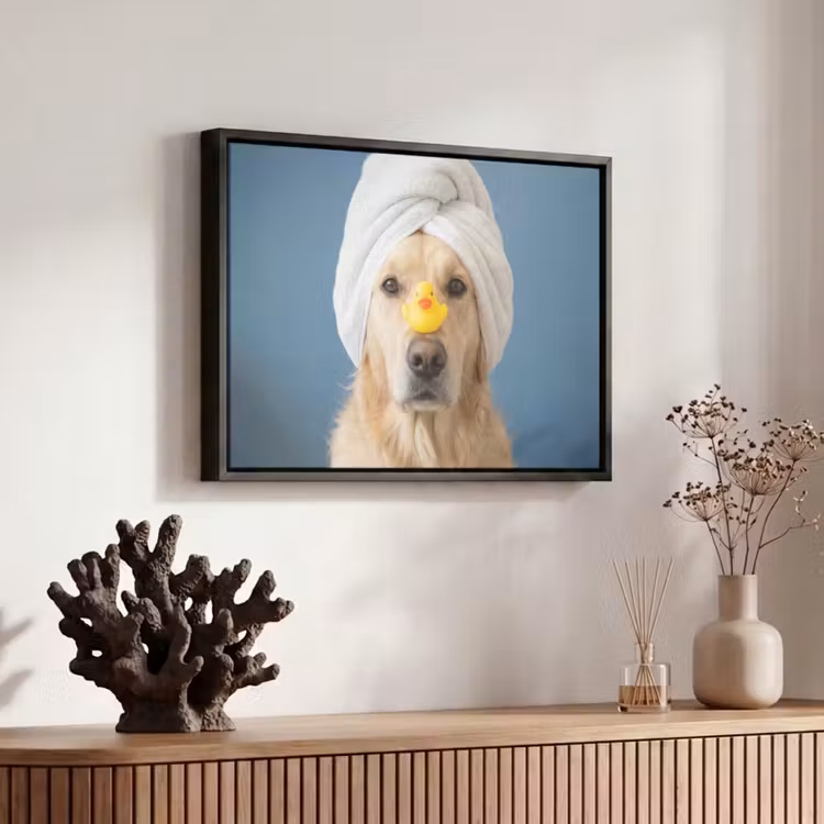 Canvas met lijst - Hond - Badeend - Geel — 6