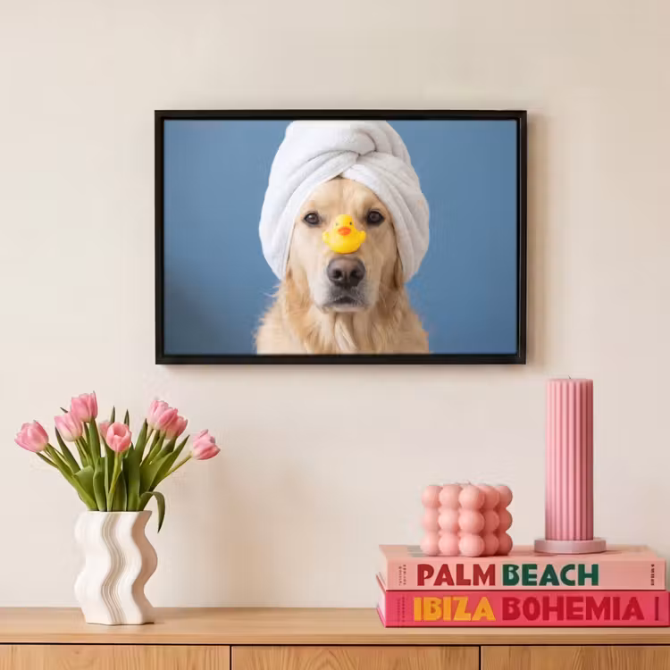 Canvas met lijst - Hond - Badeend - Geel — 8