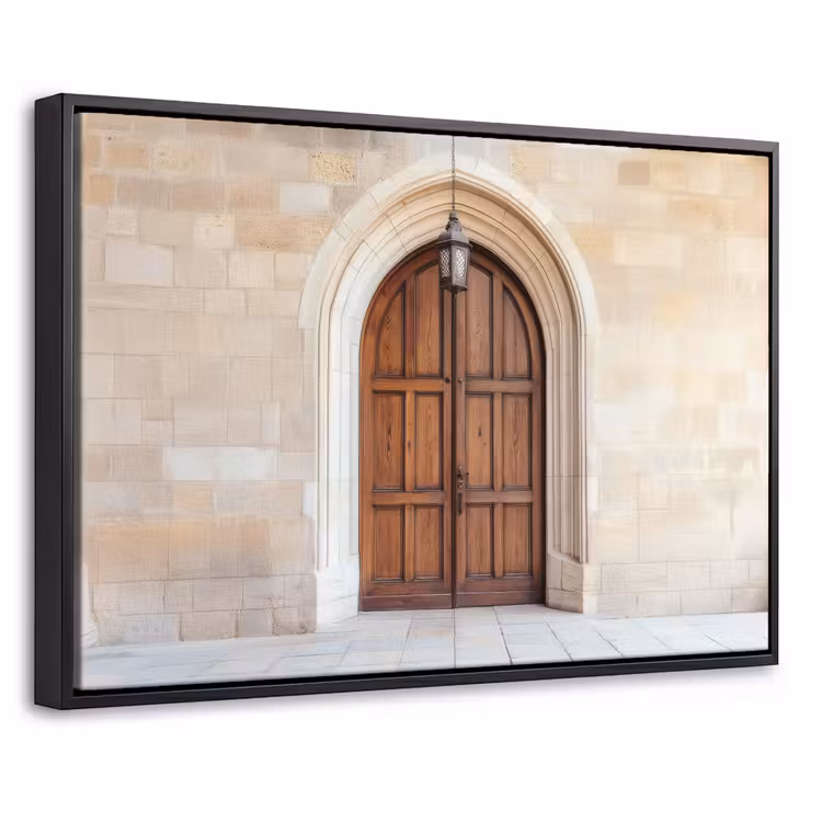 Canvas met lijst - Houten - Deur - Lantaarn — 1