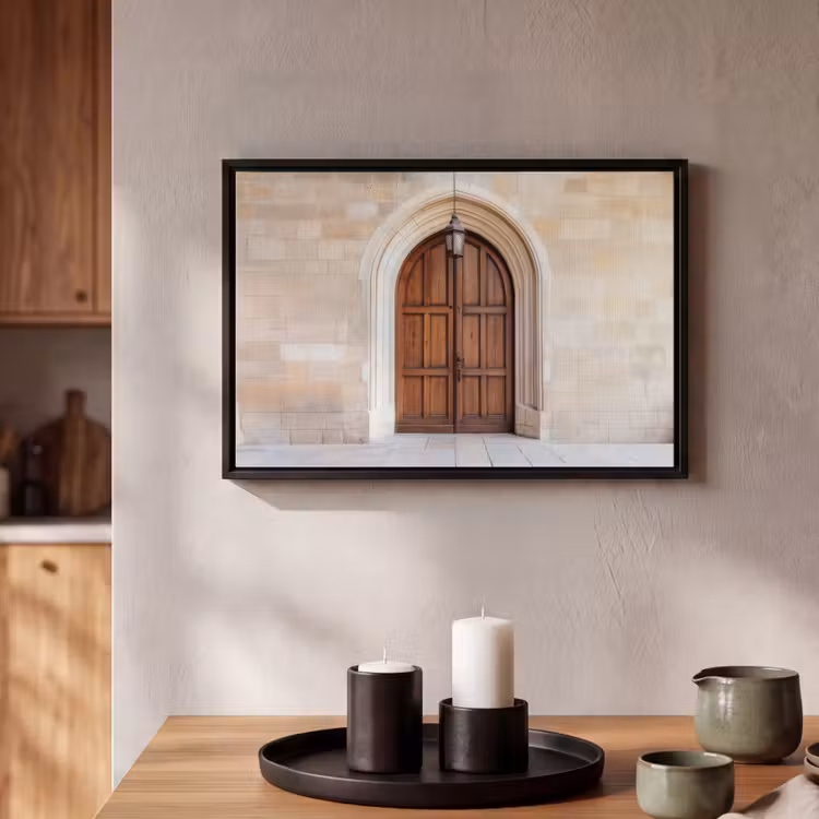 Canvas met lijst - Houten - Deur - Lantaarn — 2