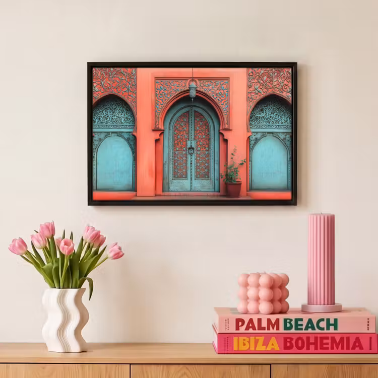 Canvas met lijst - Lantaarn - Deur - Turquoise — 8