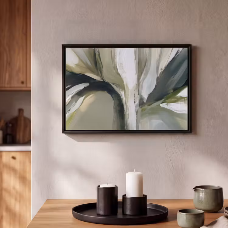 Canvas met lijst - Natuur - Abstract - Groen - Penseelstreken — 2