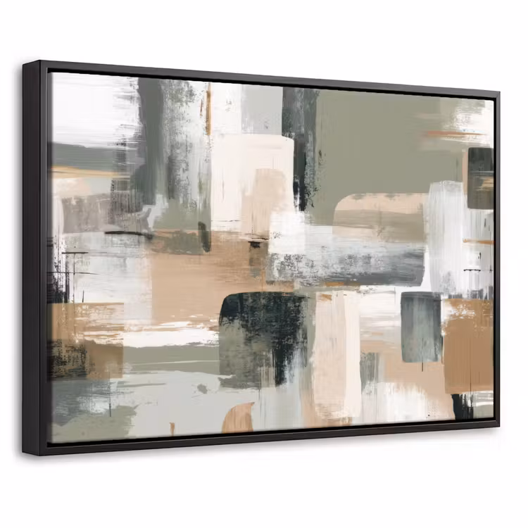 Canvas met lijst - Penseelstreken - Abstract - Aardetinten — 1