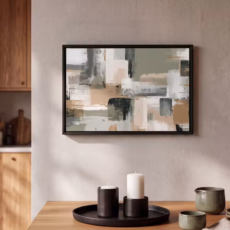 Canvas met lijst - Penseelstreken - Abstract - Aardetinten — 2
