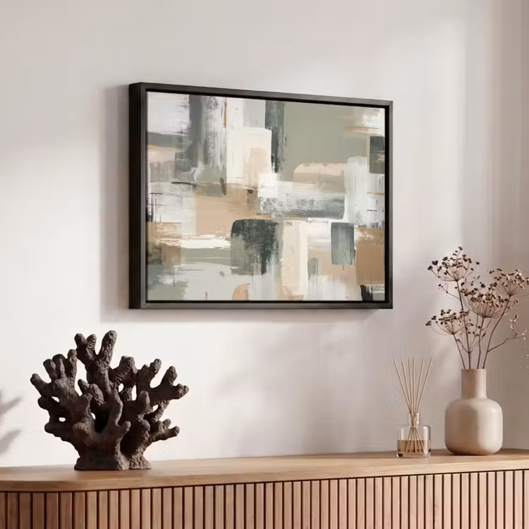 Canvas met lijst - Penseelstreken - Abstract - Aardetinten — 6