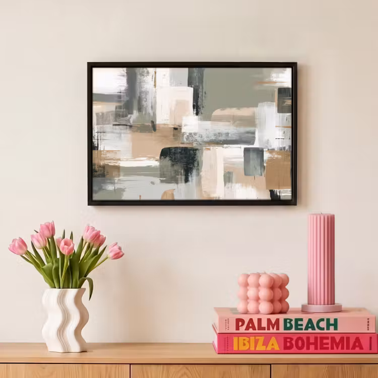 Canvas met lijst - Penseelstreken - Abstract - Aardetinten — 8