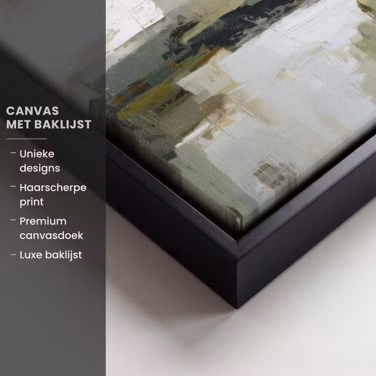 Canvas met lijst - Penseelstreken - Groen - Abstract - Japandi — 5