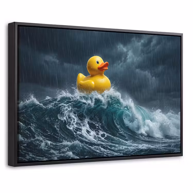 Canvas met lijst - Storm - Badeend - Golven — 1
