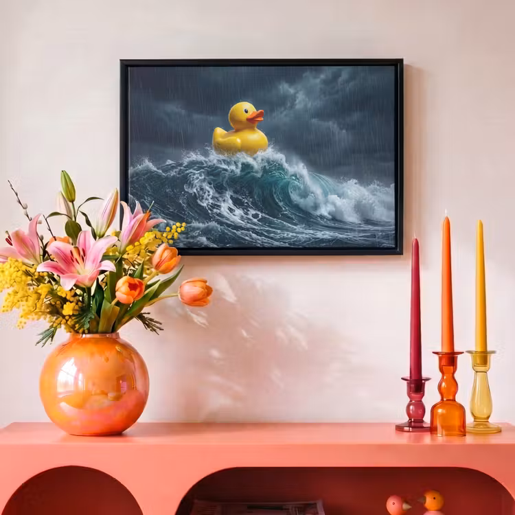 Canvas met lijst - Storm - Badeend - Golven — 4