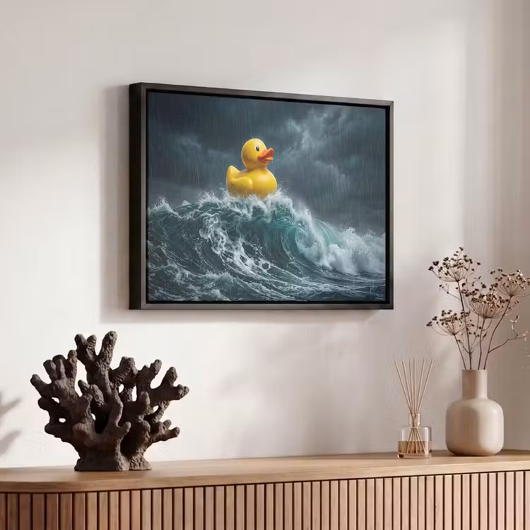 Canvas met lijst - Storm - Badeend - Golven — 6