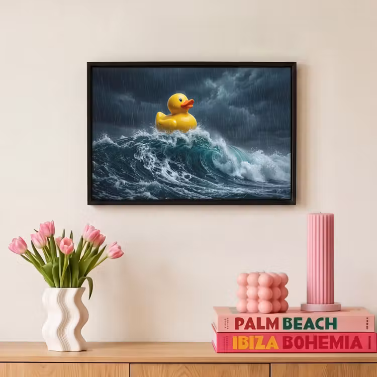 Canvas met lijst - Storm - Badeend - Golven — 8