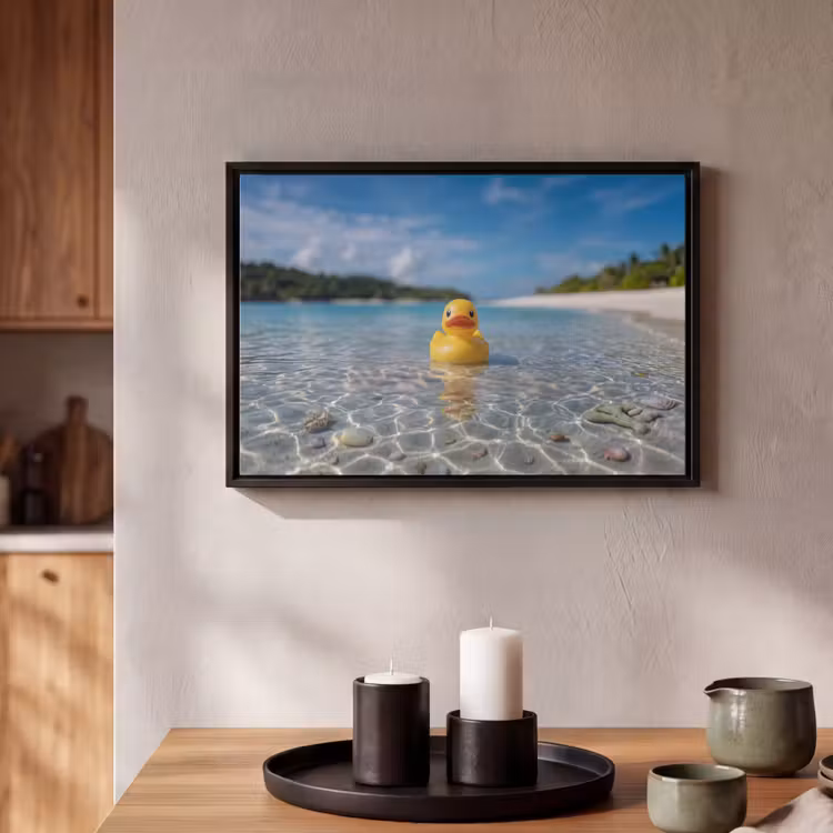 Canvas met lijst - Tropisch - Badeend - geel — 2