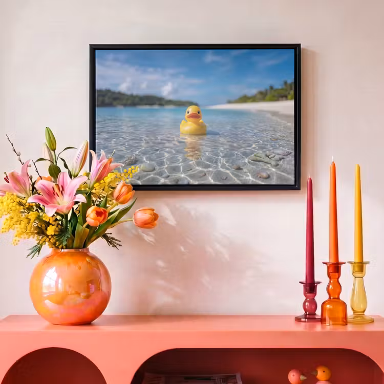 Canvas met lijst - Tropisch - Badeend - geel — 4