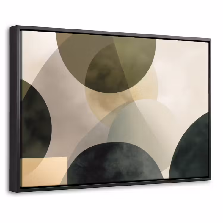 Canvas met lijst - Vlakken - Abstract - Beige - Cirkels — 1