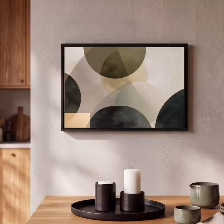 Canvas met lijst - Vlakken - Abstract - Beige - Cirkels — 2