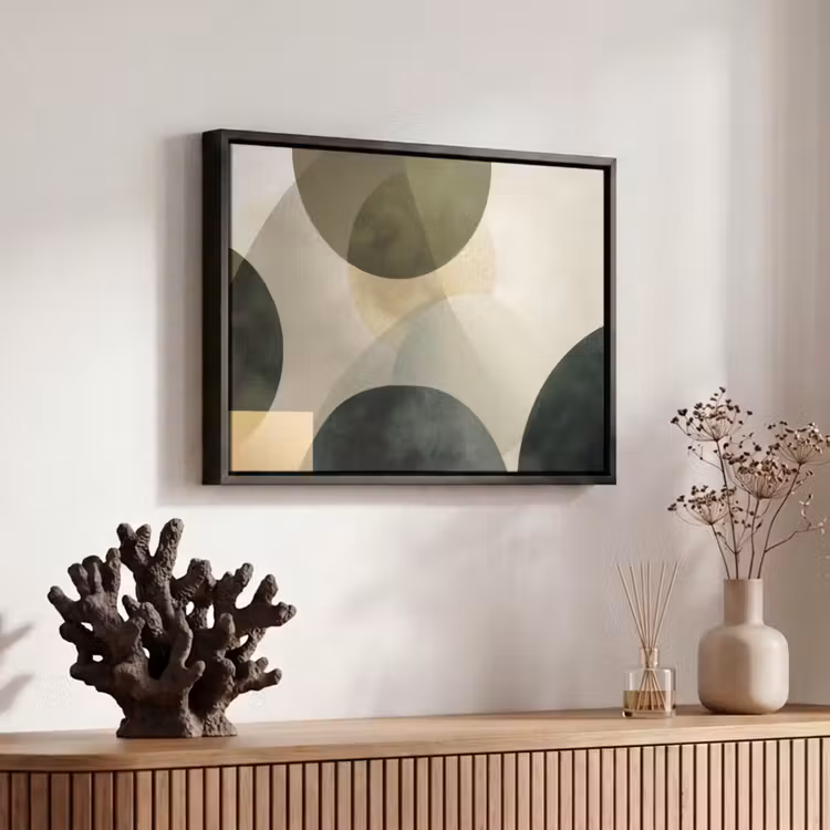 Canvas met lijst - Vlakken - Abstract - Beige - Cirkels — 6