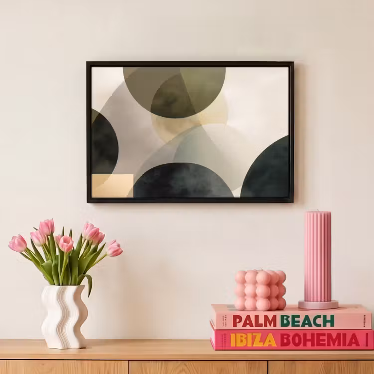 Canvas met lijst - Vlakken - Abstract - Beige - Cirkels — 8