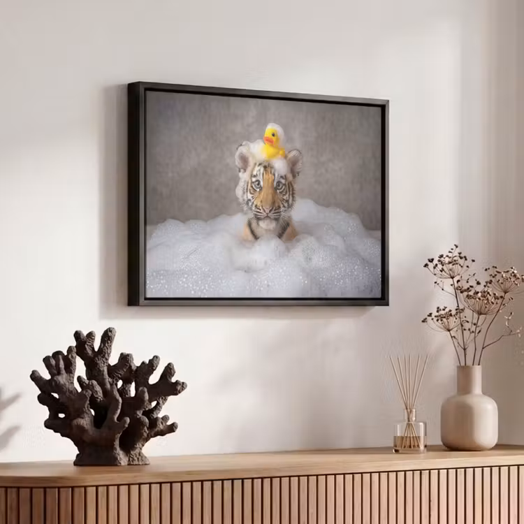 Canvas met lijst - Welpje - Bad - Geel — 6