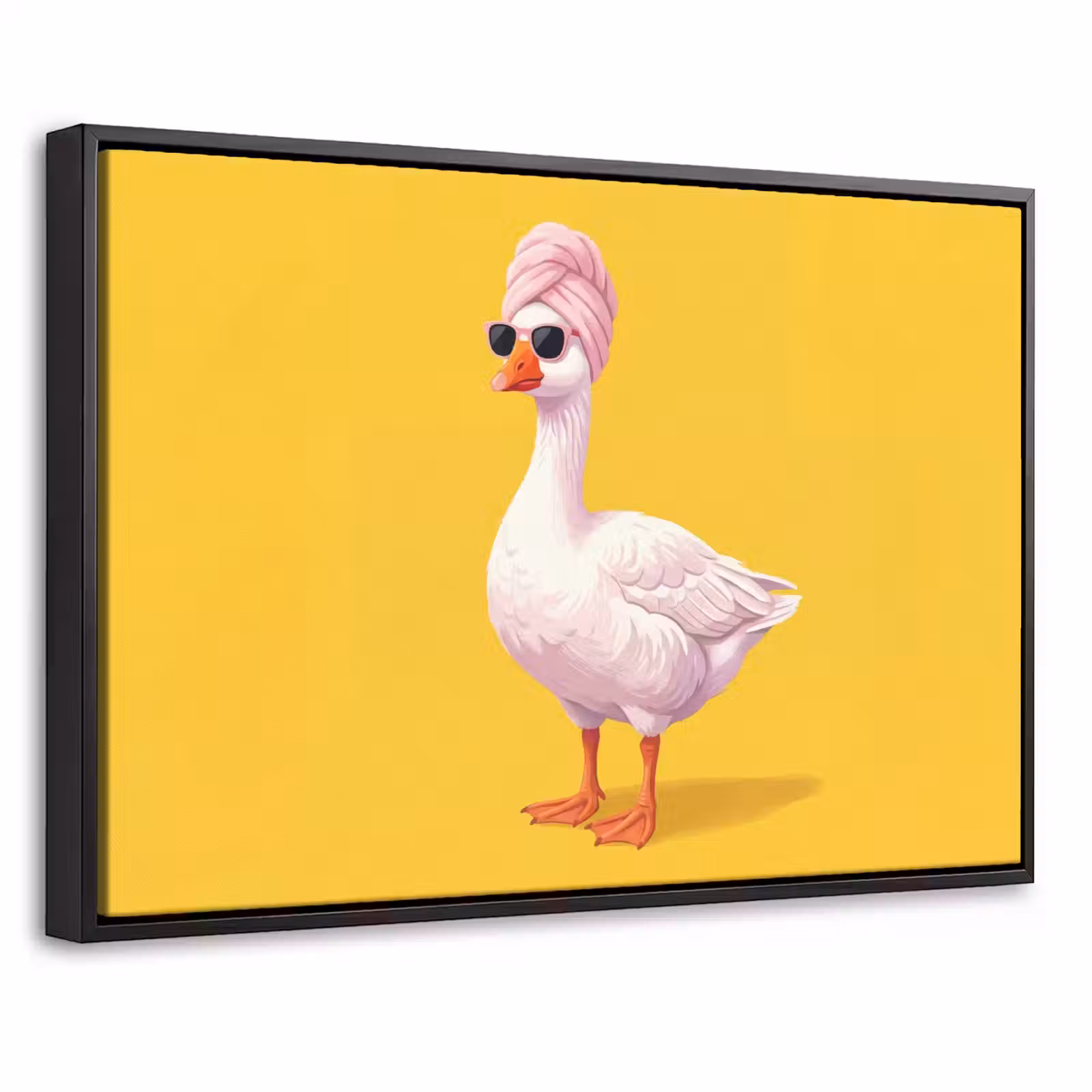 Canvas met lijst - Eend - Zonnebril - Geel — 1