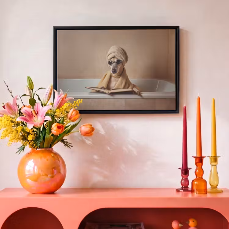 Canvas met lijst - Bad - Hond - Boek - Zonnebril — 4