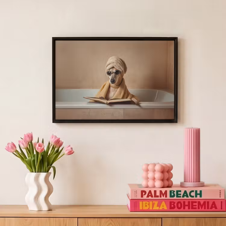 Canvas met lijst - Bad - Hond - Boek - Zonnebril — 8