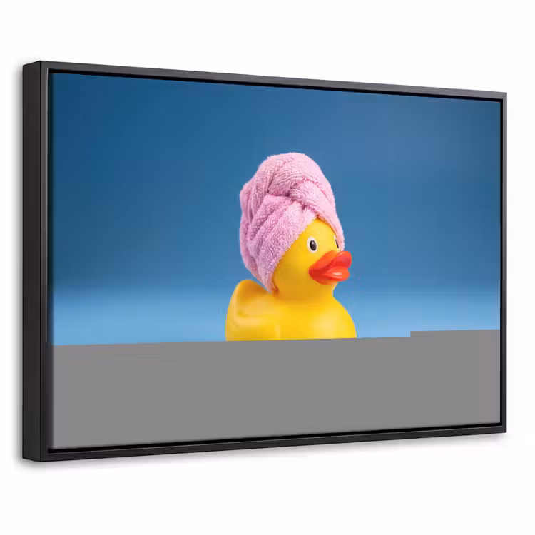 Canvas met lijst - Badeend - Handdoek - Blauw — 1