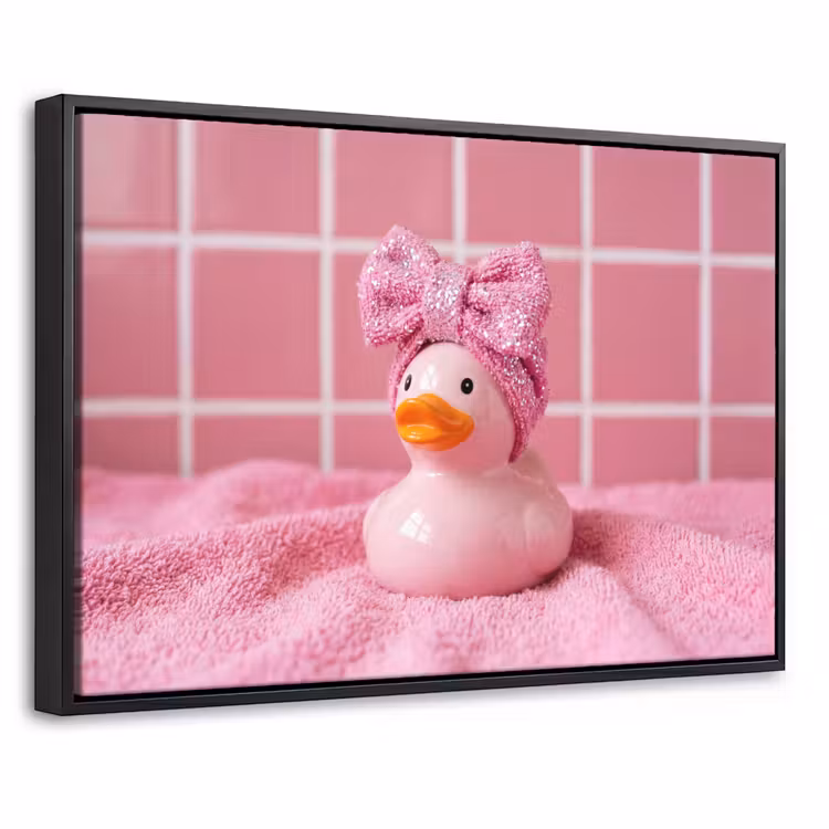 Canvas met lijst - Badeend -Strik - Roze — 1