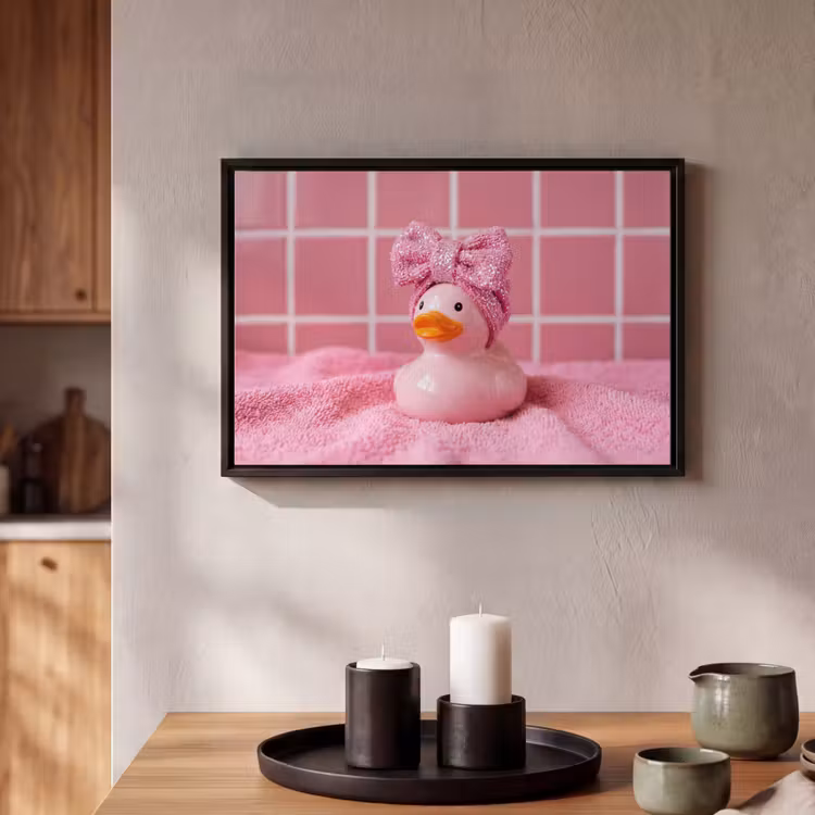 Canvas met lijst - Badeend -Strik - Roze — 2