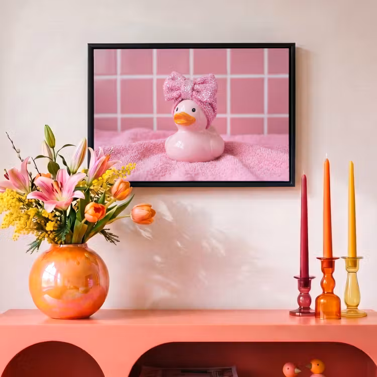 Canvas met lijst - Badeend -Strik - Roze — 4