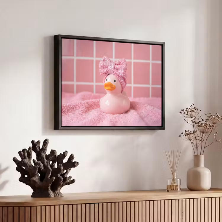Canvas met lijst - Badeend -Strik - Roze — 6